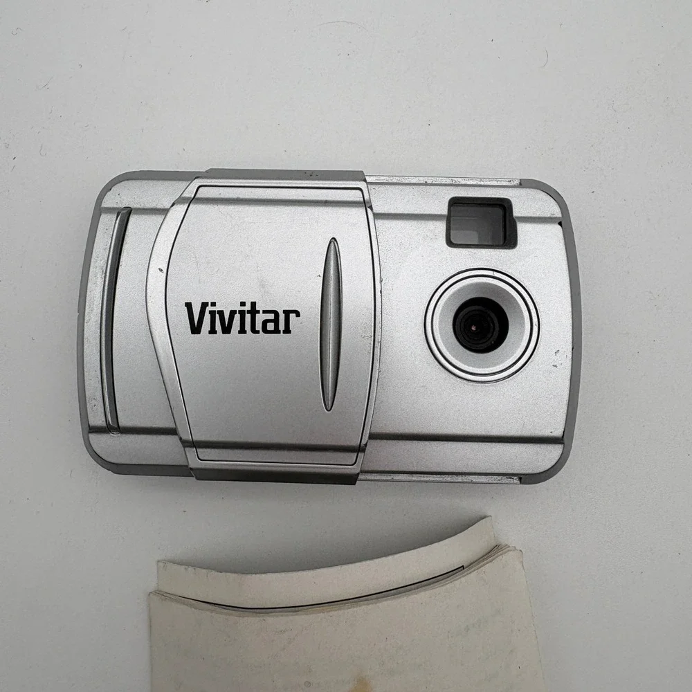 Vivitar V69379UA Digital Camera Silver Compact Point and Shoot with Manual Strap